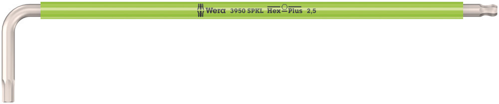 Clés mâles coudées, syst. métrique, acier inoxydable 3950 SPKL Hex-Plus 2,5 vert clair WERA - 05022662001