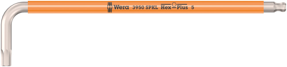 Clés mâles coudées, syst. métrique, acier inoxydable 3950 SPKL Hex-Plus 5,0 orange clair WERA - 05022665001