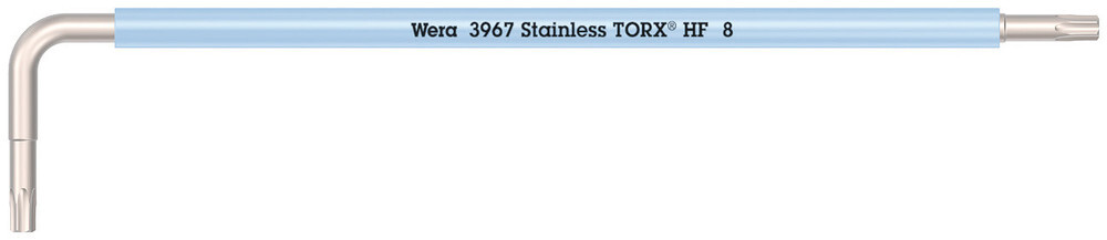 Clés mâles coudées avec fonction de retenue, version longue, acier inoxydable 3967 SXL HF TORX 8 WERA - 05022680001