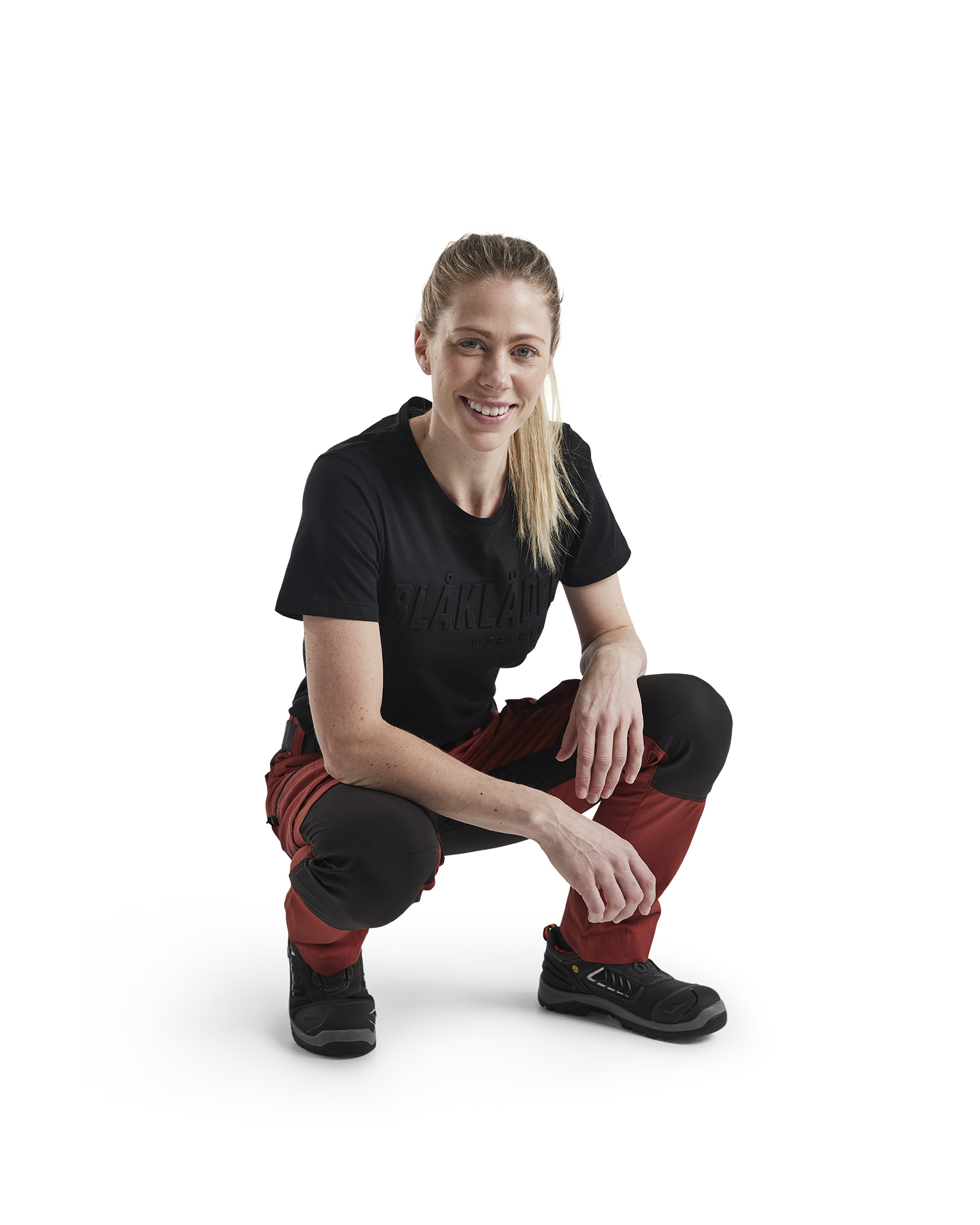 Pantalon maintenance +stretch femme Blåkläder 7159 Rouge brique/Noir Blaklader - 715918455999C