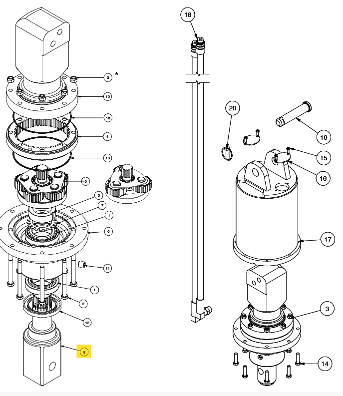 ARBRE DE SORTIE DIGGA 75MM POUR MOTOREDUCTEURS