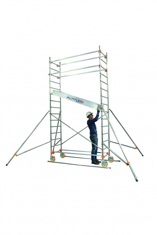 Échafaudage roulant aluminium DUARIB AL255 base standard + lisse hauteur travail 3.90 m  - 513812