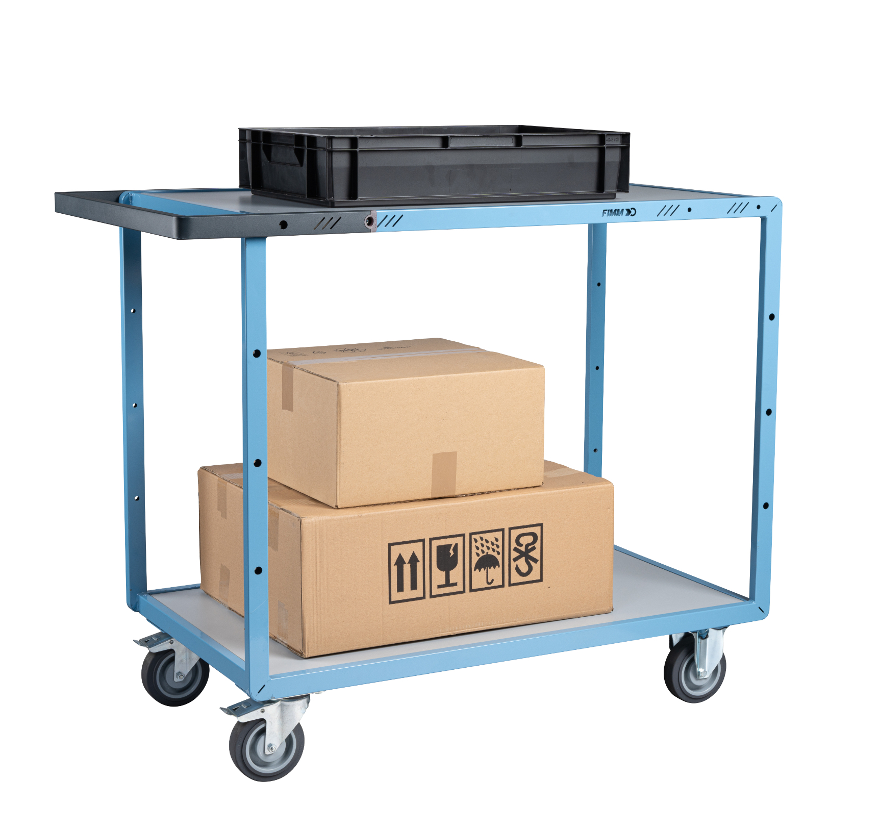 Servante mécano-soudée 2 plateaux mélaminé roues TPE 250 kg - FIMM - 880702121