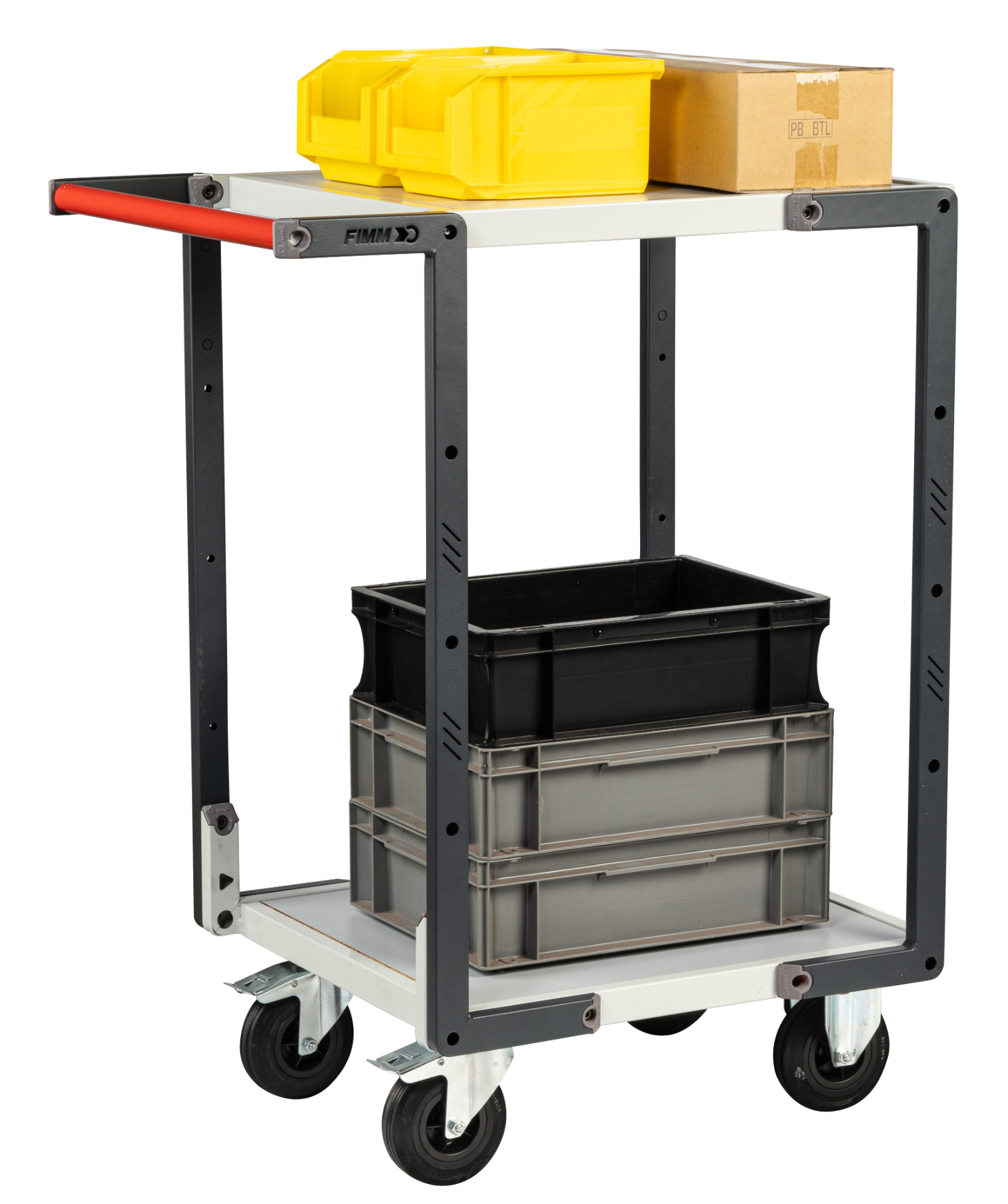 Servante montée 2 plateaux mélaminé 550x500 mm roues CC 250 kg - FIMM - 886720111
