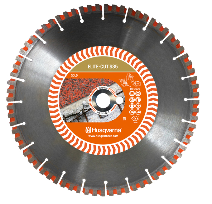 DISQUE DIAMANT HUSQVARNA ELITE CUT S35 POUR DECOUPEUSES Ø 300 MM COUPE PIERRE NATURELLE ET BETON DURCI ALÉSAGE 25.4- 579811510