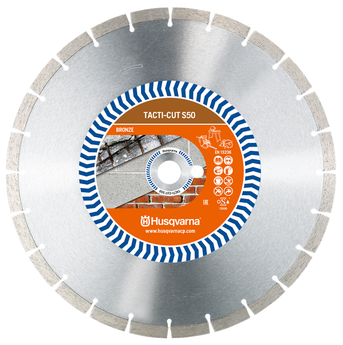 DISQUE DIAMANT HUSQVARNA TACTI CUT S50 POUR DECOUPEUSES Ø 350 MM COUPE BETON DURCI ALÉSAGE 25.4- 579816420