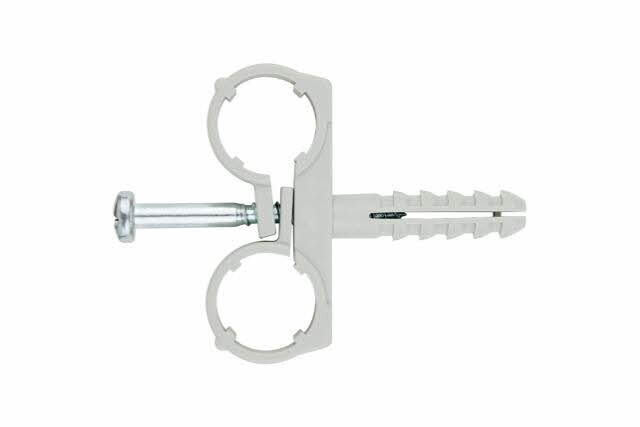 Boite de 100 Collier INDEX double multi tuyaux + cheville Ø8 mm -ABMD10