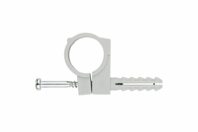 Boite de 100 Collier INDEX simple multi tuyaux + cheville Ø6 mm -ABMS16