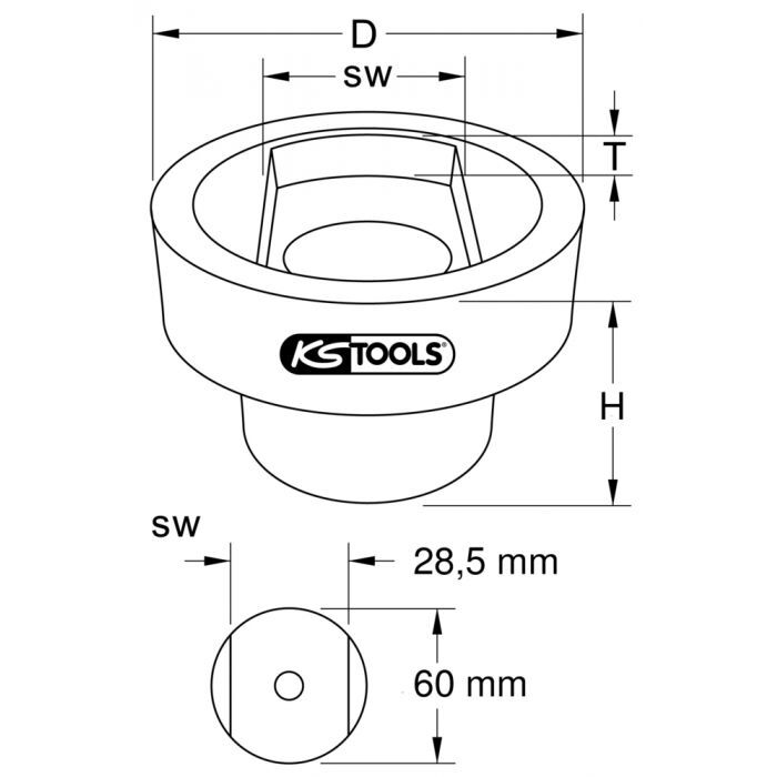 Douille pour boulons de ressorts à lames pour Volvo, 28,5x60 mm KSTOOLS - 4500243