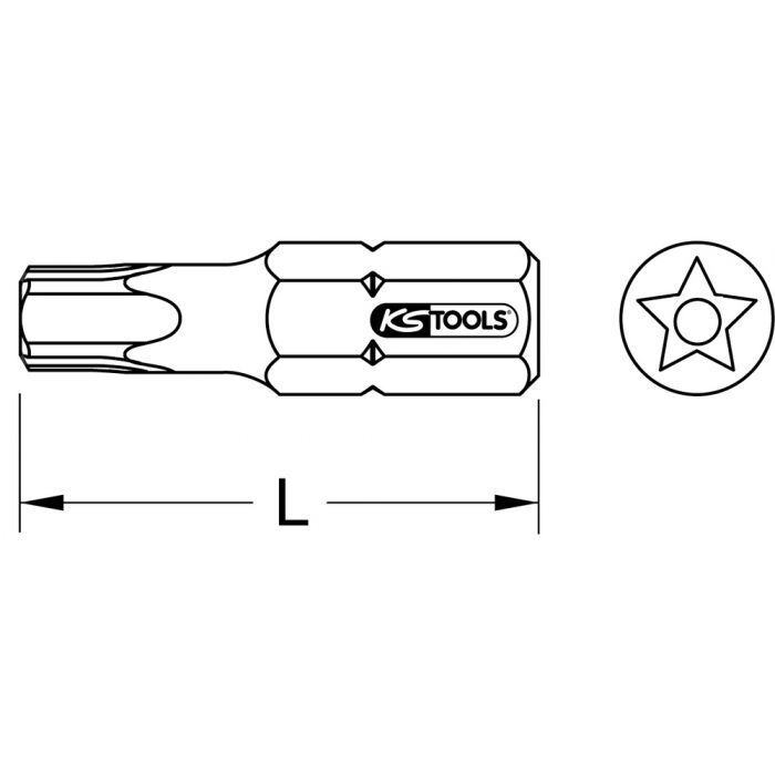 Boite de 5 embouts de vissage 5 pans percée, L.30 mm - 1/4'' - TS15 KSTOOLS - 9113112