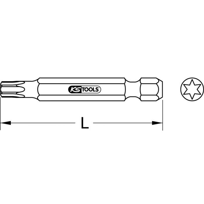 Boite de 5 embouts de vissage TORX®, L.50 mm - 1/4'' - T2 KSTOOLS - 9113368