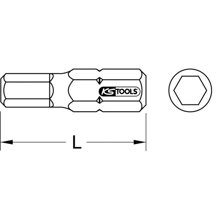 Boite de 5 embouts de vissage 6 pans, L.25 mm - 1/4'' - 3/32