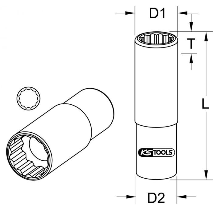 Douille longue 12 pans, 36 mm KSTOOLS - 9114354