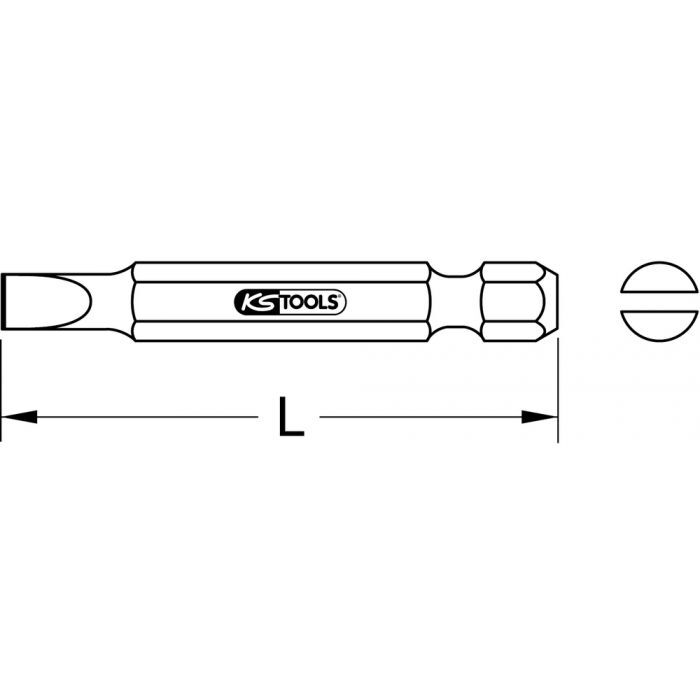 Boîte de 5 embouts de vissage Fente, L.75 mm - 1/4'' - 2 mm KSTOOLS - 9118404