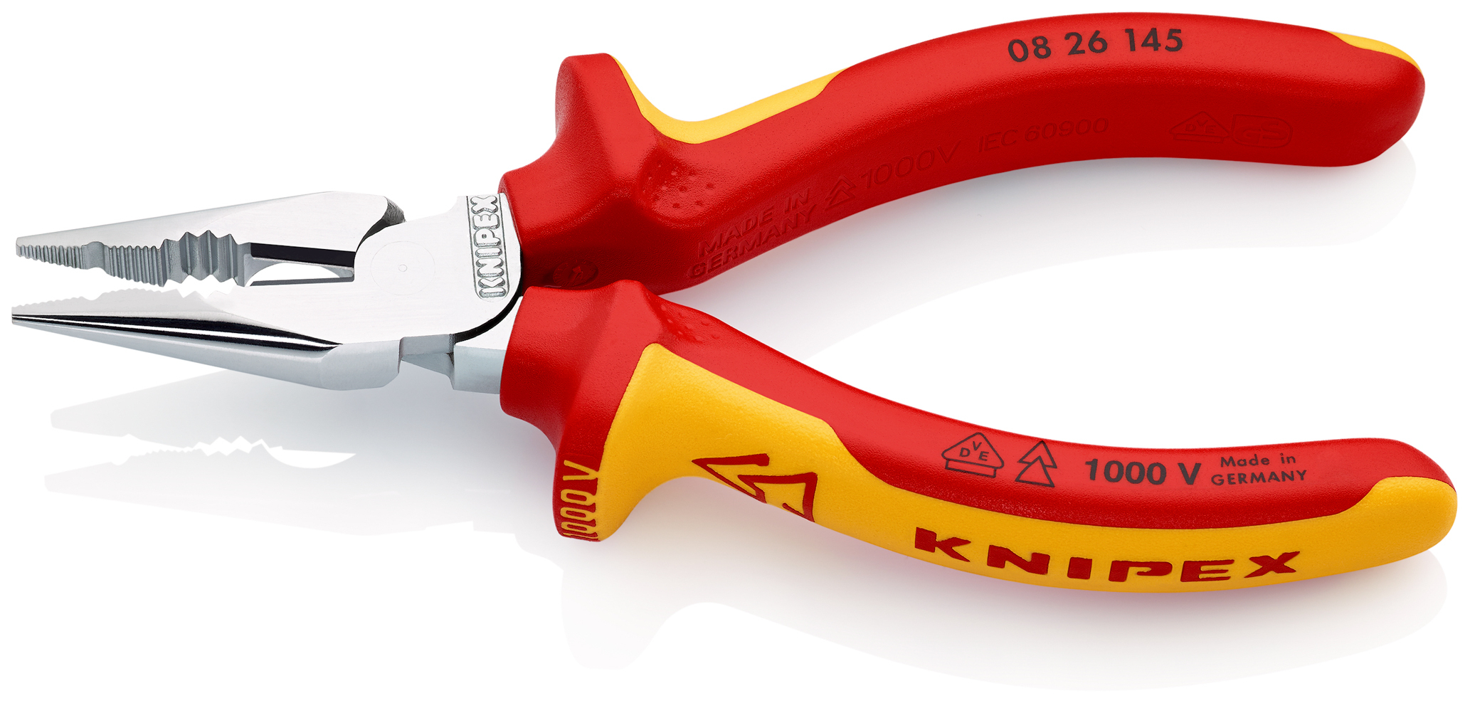Pince univ 1/2 ronde 145mm chromee 1000v KNIPEX - 08 26 145