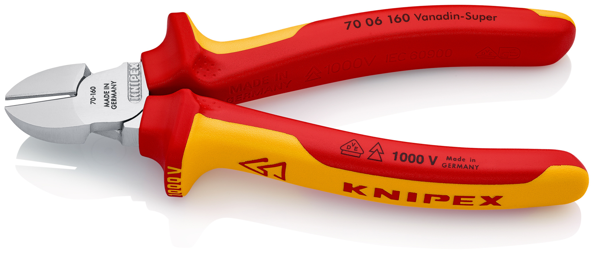 Pince coupante de côté 160mm chrome 1000v KNIPEX - 70 06 160
