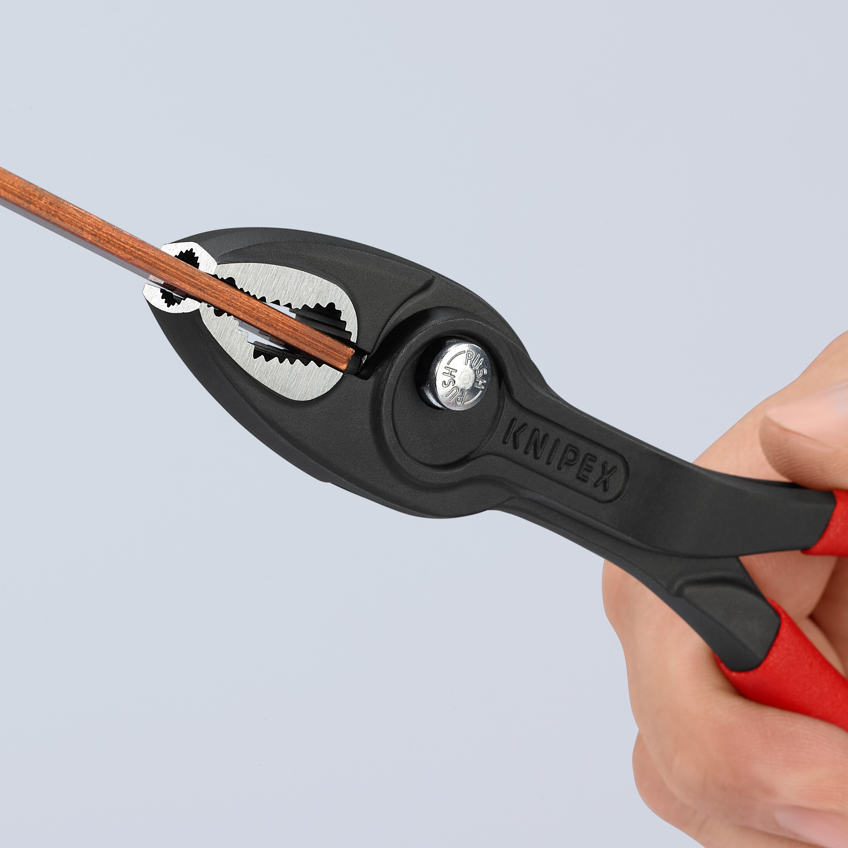 Pince multiprise frontale et latérale Twingrip 200mm - Gainage PVC - Tête polie - Sur carte - KNIPEX - 8201200SB