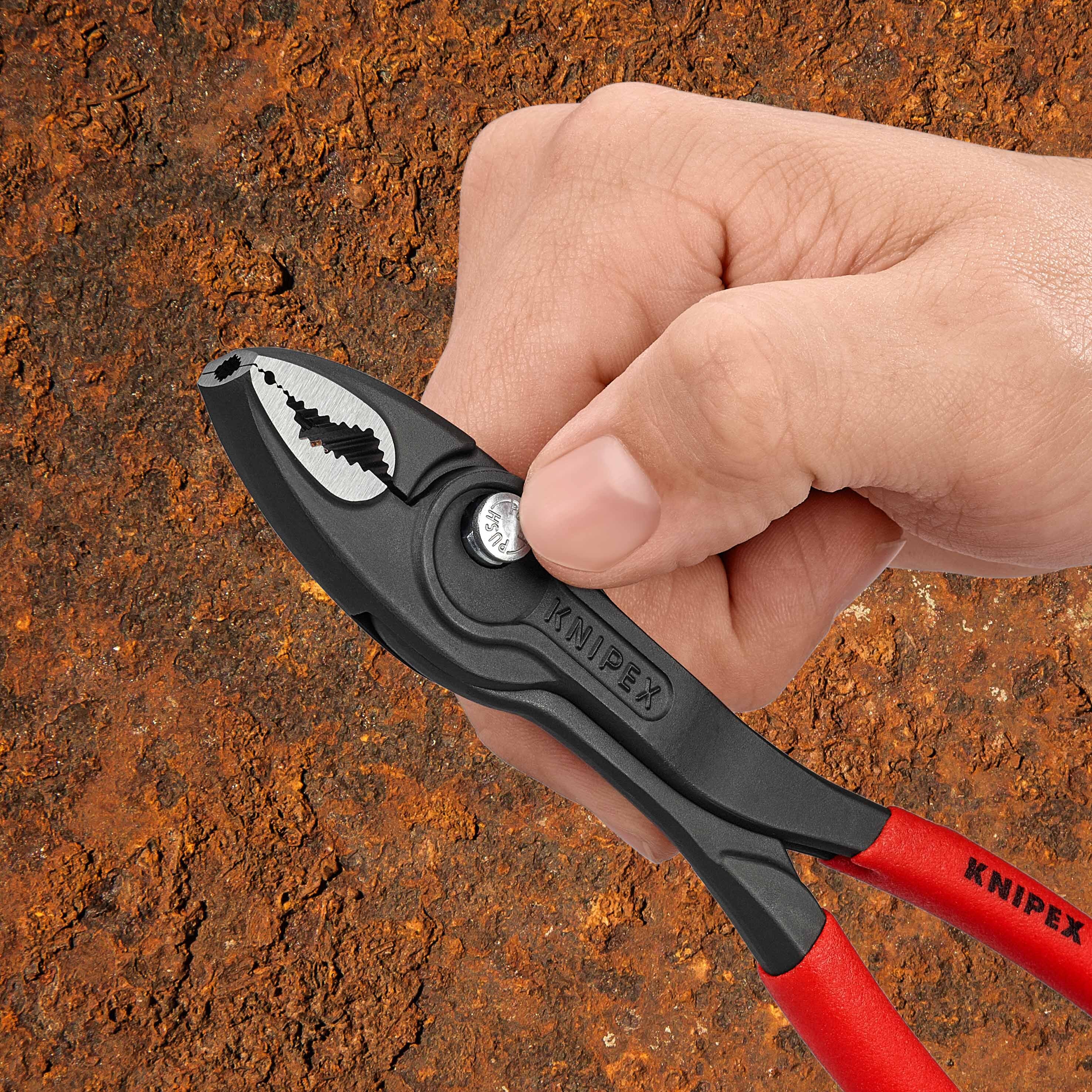 Pince multiprise frontale et latérale Twingrip 200mm - Gainage PVC - Tête polie - Sur carte - KNIPEX - 8201200SB