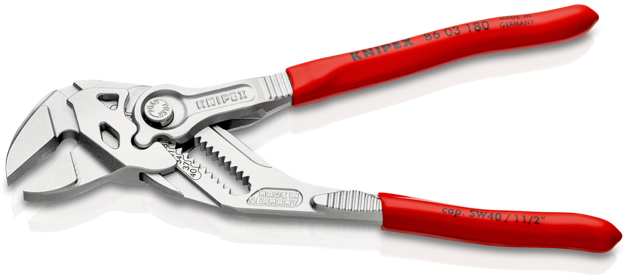 Pince cle 180mm chrome gaine pvc sur carte - KNIPEX - 86 03 180 SB
