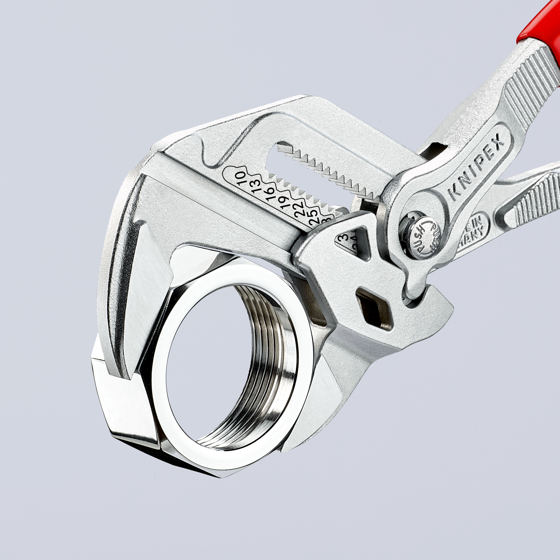 Pince cle 180mm chrome gaine pvc sur carte - KNIPEX - 86 03 180 SB