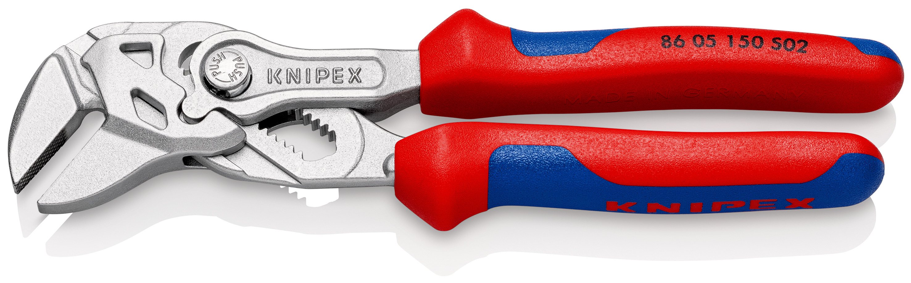 Pince-clé 150mm à mâchoires striées - Gainage bi-matière - Chromée - 27mm KNIPEX - 8605150S02