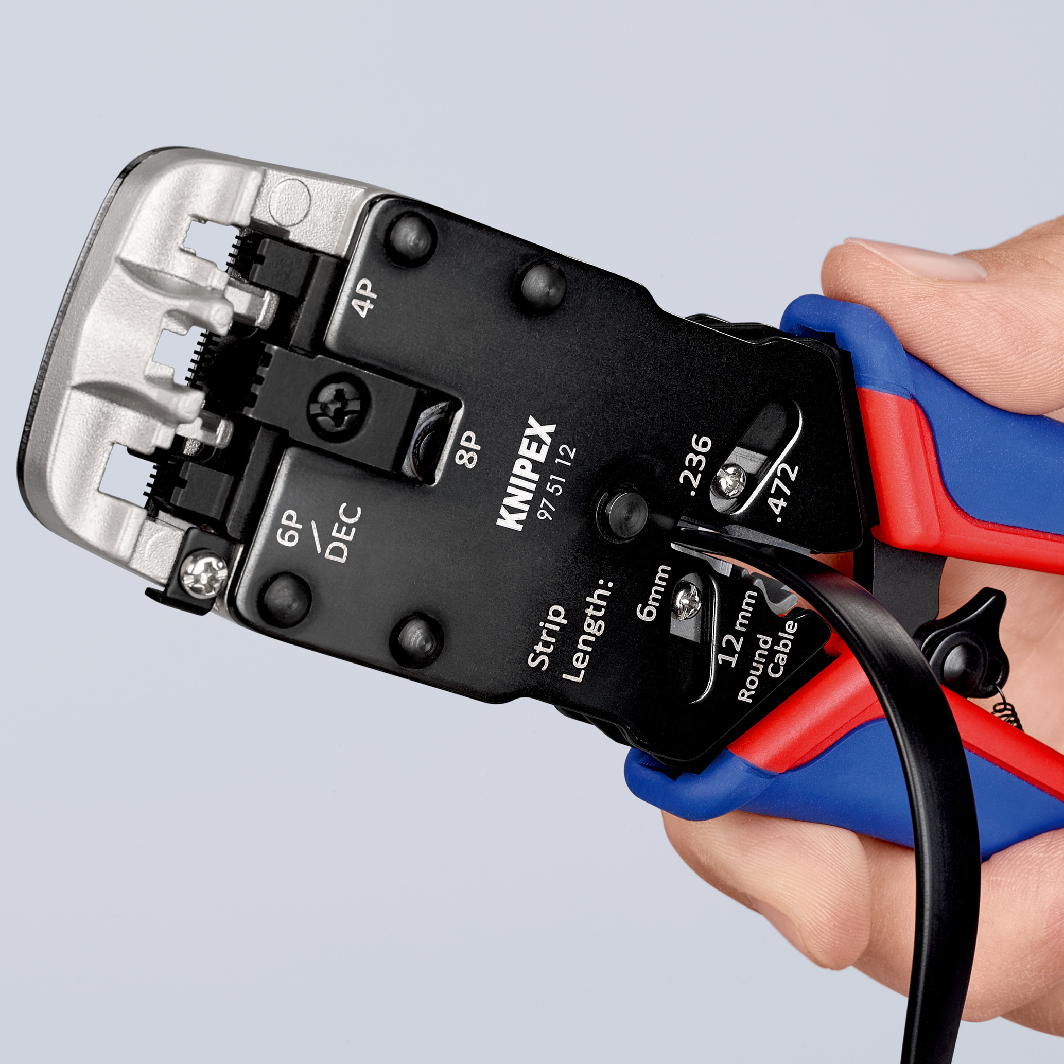 Pince sertir fiche western rj10/11/12/46 KNIPEX - 97 51 12 SB