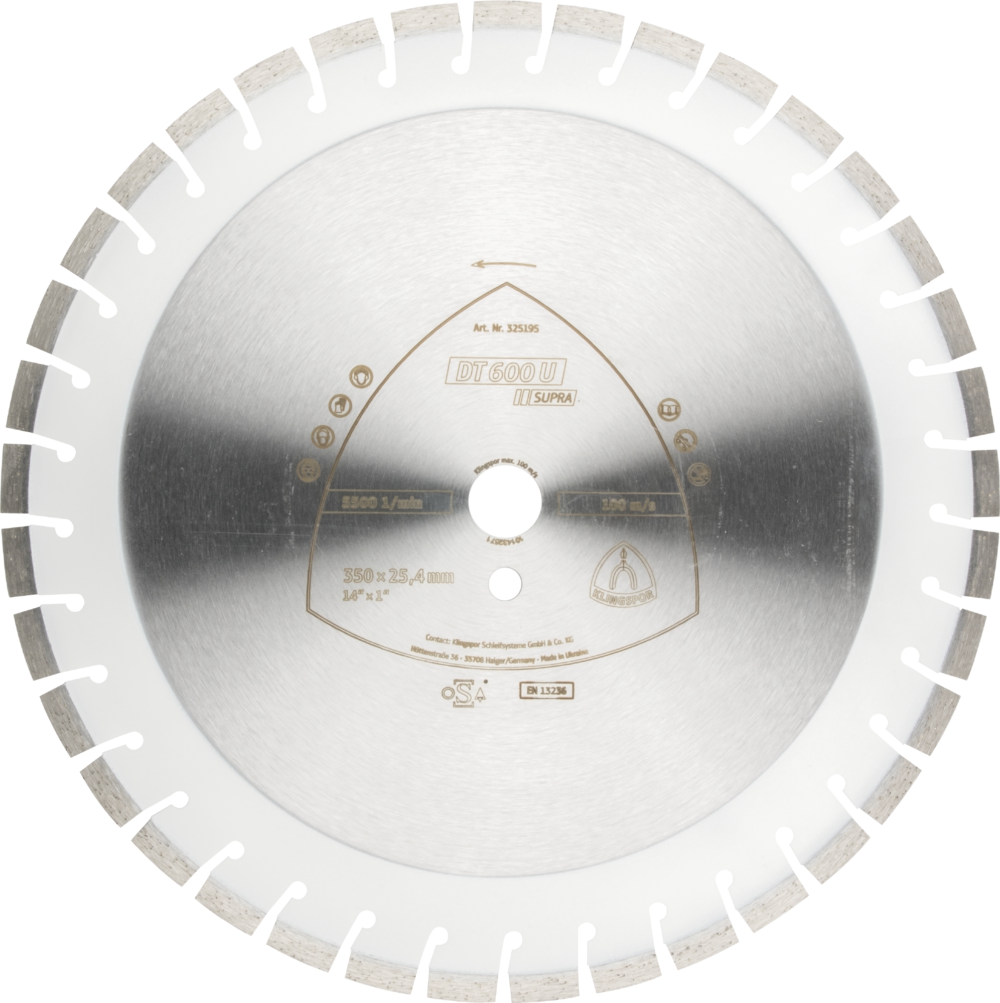 Disques à tronçonner diamantés DT SUPRA DT600U S 400X3,6X30 43K 10 KLINGSPOR - 347527