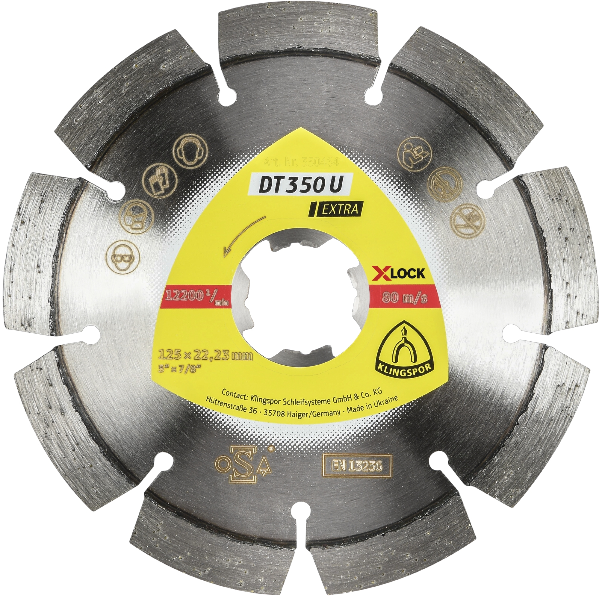 Disques à tronçonner diamantés DT EXTRA DT350U S 115X2,4X22,23 X-LOCK 8 KLINGSPOR - 350463