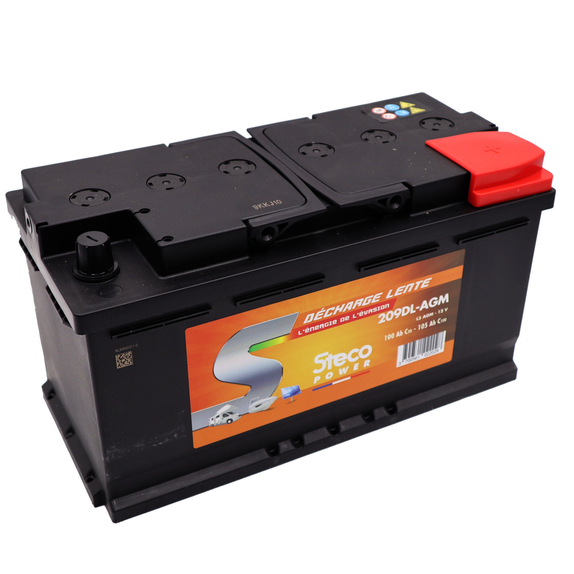 Batterie 100 ah (20h) - 105 ah (100h) 354x175x190 stecopower - 209dl-agm