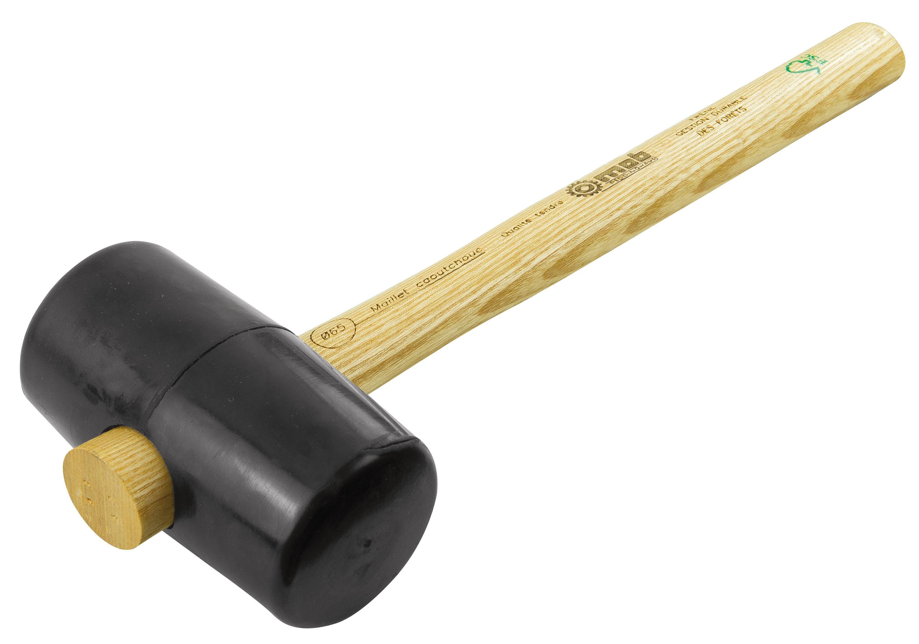 MAILLET CAOUTCHOUC NOIR TENDRE D65 MANCHE FRENE MOB - 0348065201