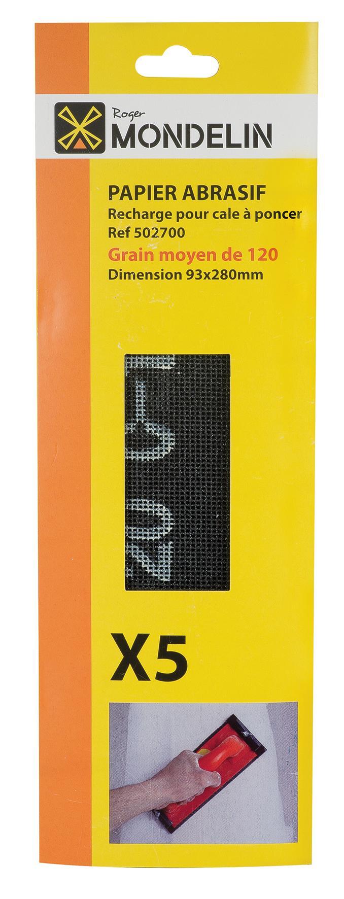LOT 5 PAPIERS ABRASIF GRAIN 120 - 280 X 93 SUR CARTE MONDELIN - 502760
