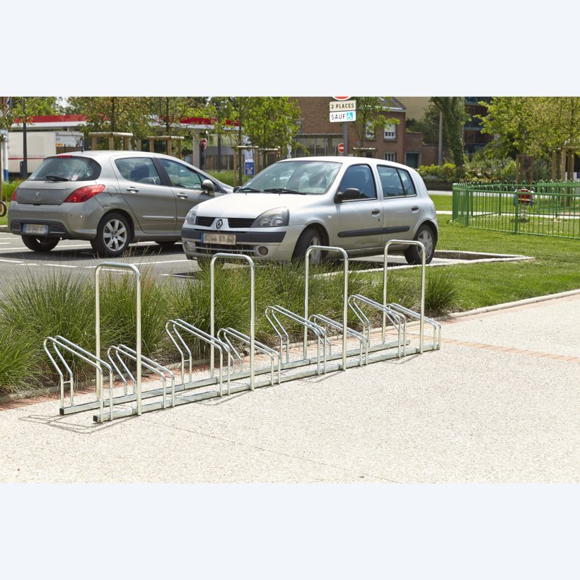 Râtelier Hollandais sur 2 niveaux pour 8 vélos avec arceaux antivol - MOTTEZ - M024V8AR