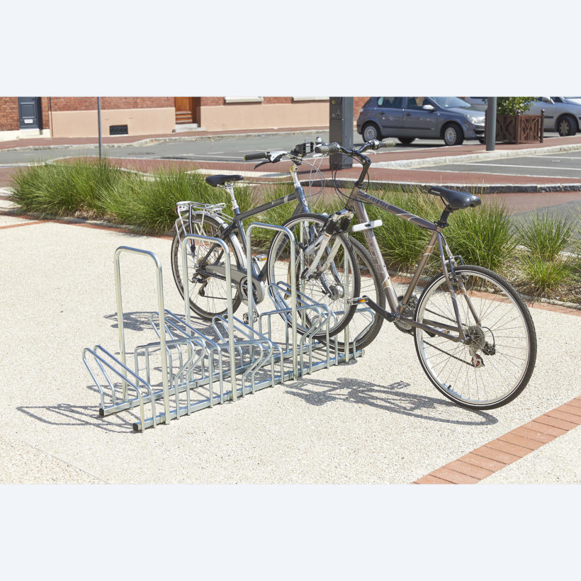  Râtelier Hollandais pour 8 vélos au sol avec arceaux antivol  - MOTTEZ - M025V8AR