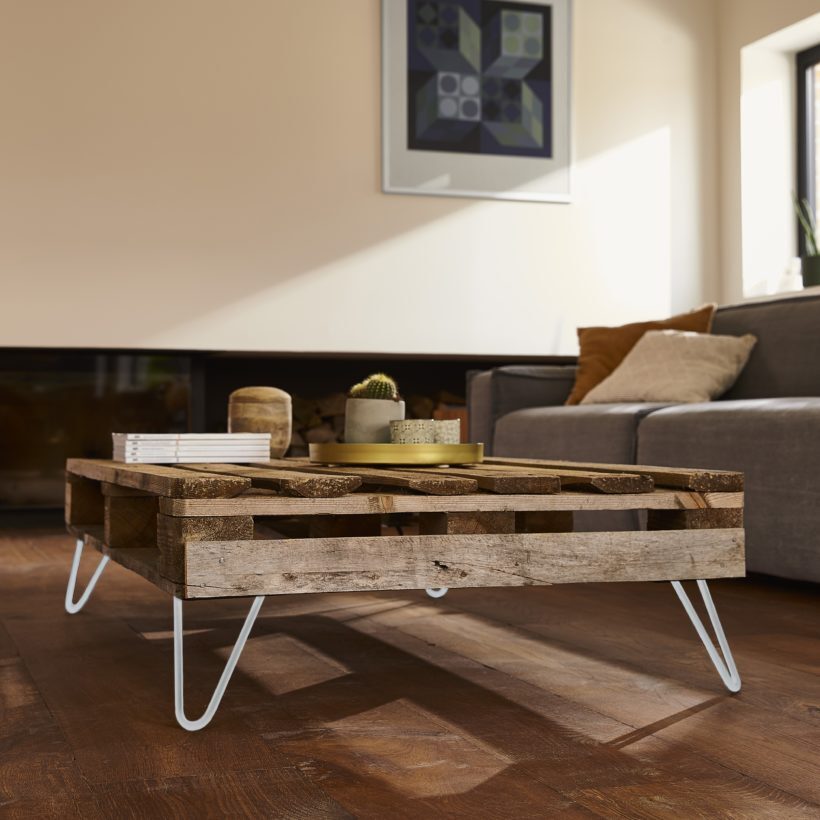 Pied de table double fil incliné HT 16 cm blanc mat - MOTTEZ - M510VBC