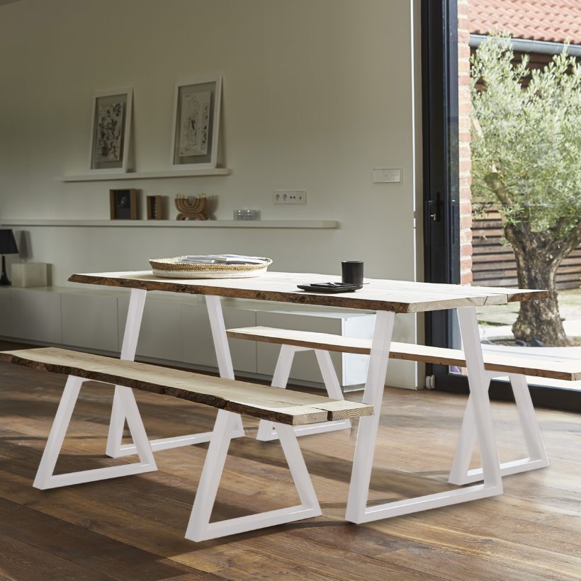  Pied de table/banc modèle trapèze H40 x L.Bas50 x L.haut20 cm blanc mat  - MOTTEZ - M580VBC