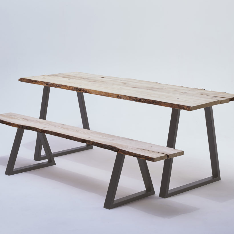 Pied de table/banc modèle trapèze H40 x L.Bas50 x L.haut20 cm vernis transparent couleur métal naturel - MOTTEZ - M580VTR