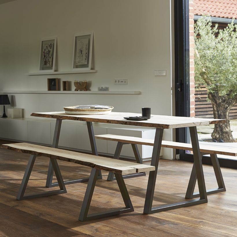 Pied de table/banc modèle trapèze H40 x L.Bas50 x L.haut20 cm vernis transparent couleur métal naturel - MOTTEZ - M580VTR