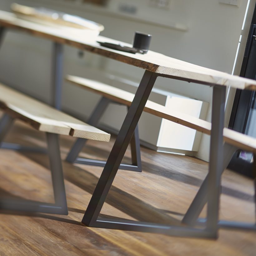 Pied de table/banc modèle trapèze H40 x L.Bas50 x L.haut20 cm vernis transparent couleur métal naturel - MOTTEZ - M580VTR