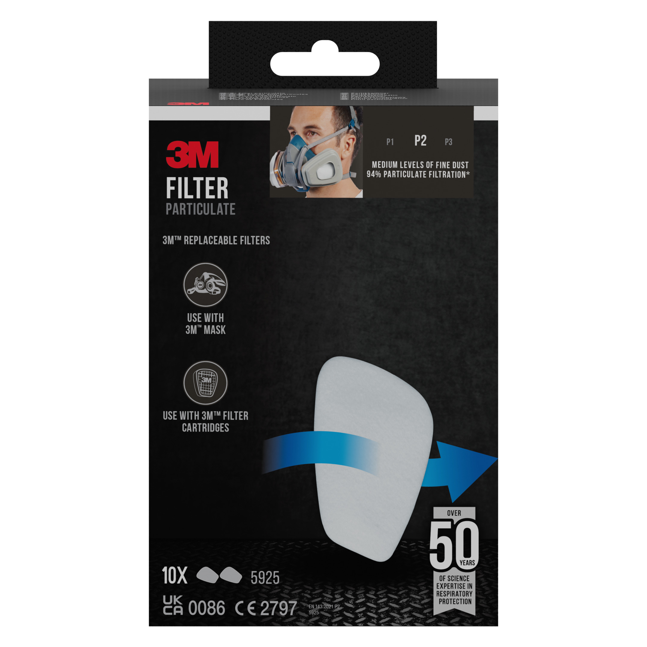 Filtres anti-poussières P2 5925 - Lot de 10 - 3M - 5925N10 00