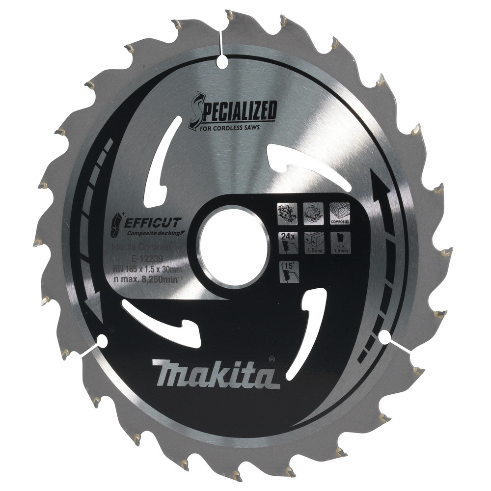 LAME CIRC EFFICUT BOIS COMPOSITE 185x30MM 24D MAKITA - E12239
