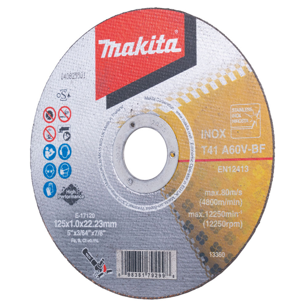 DISQUE A TRONC METAL ET INOX A60U 125x1MM (X12) MAKITA - E1712012