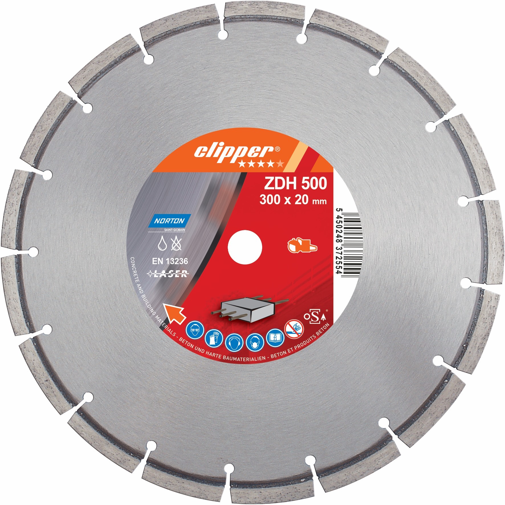 Disque diamant NORTON ZDH 500 Ø 300mm Alésage 20 mm- 70184627058