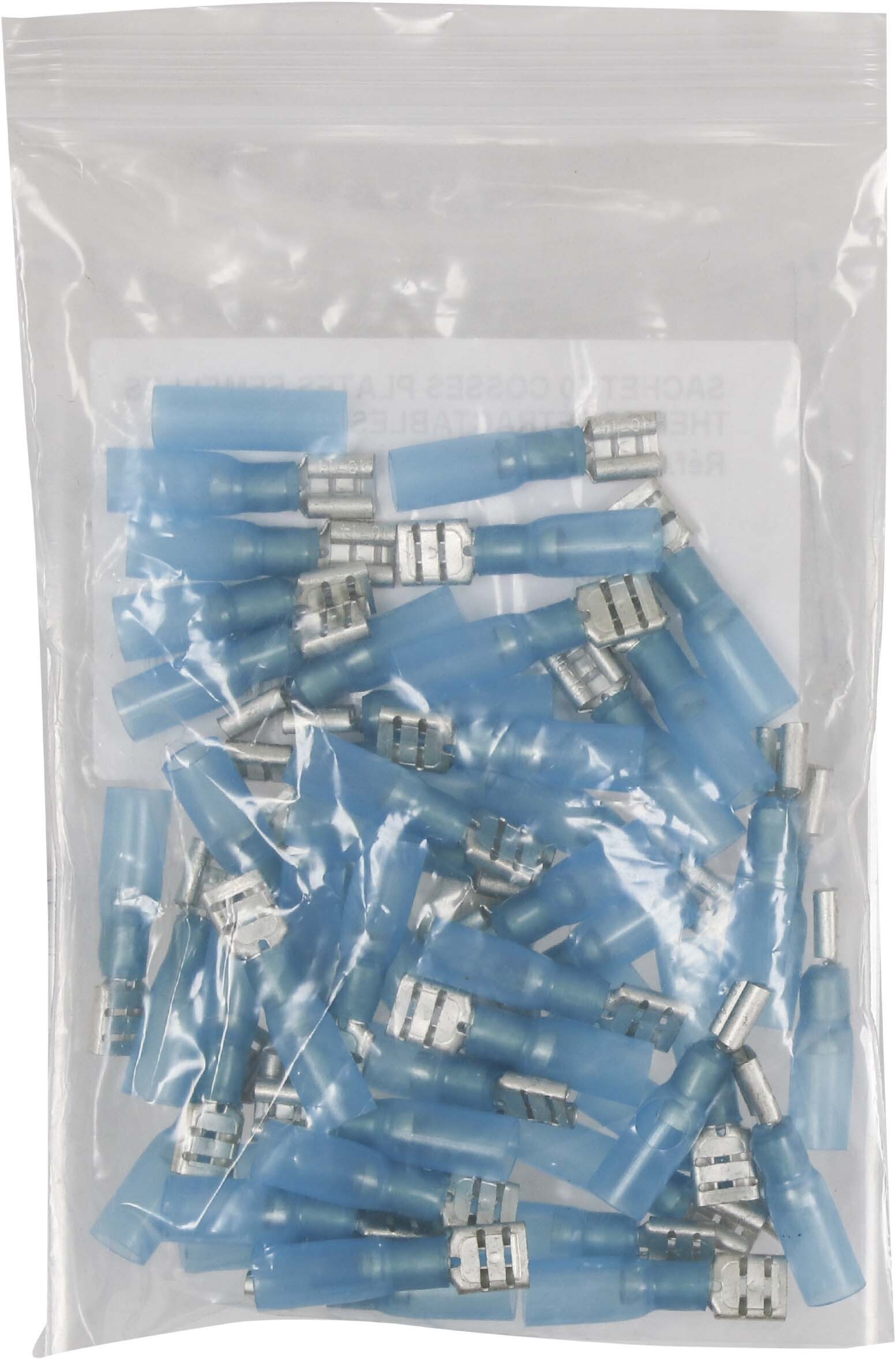 Sachet 50 cosses plates femelles thermoretractables bleues - 273550
