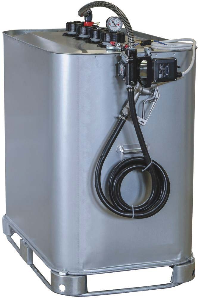 Cuve ravitaillement fuel galvanisée 700l double paroi + kit pompe gasoil 12v 56 l/min PIUSI - 08114