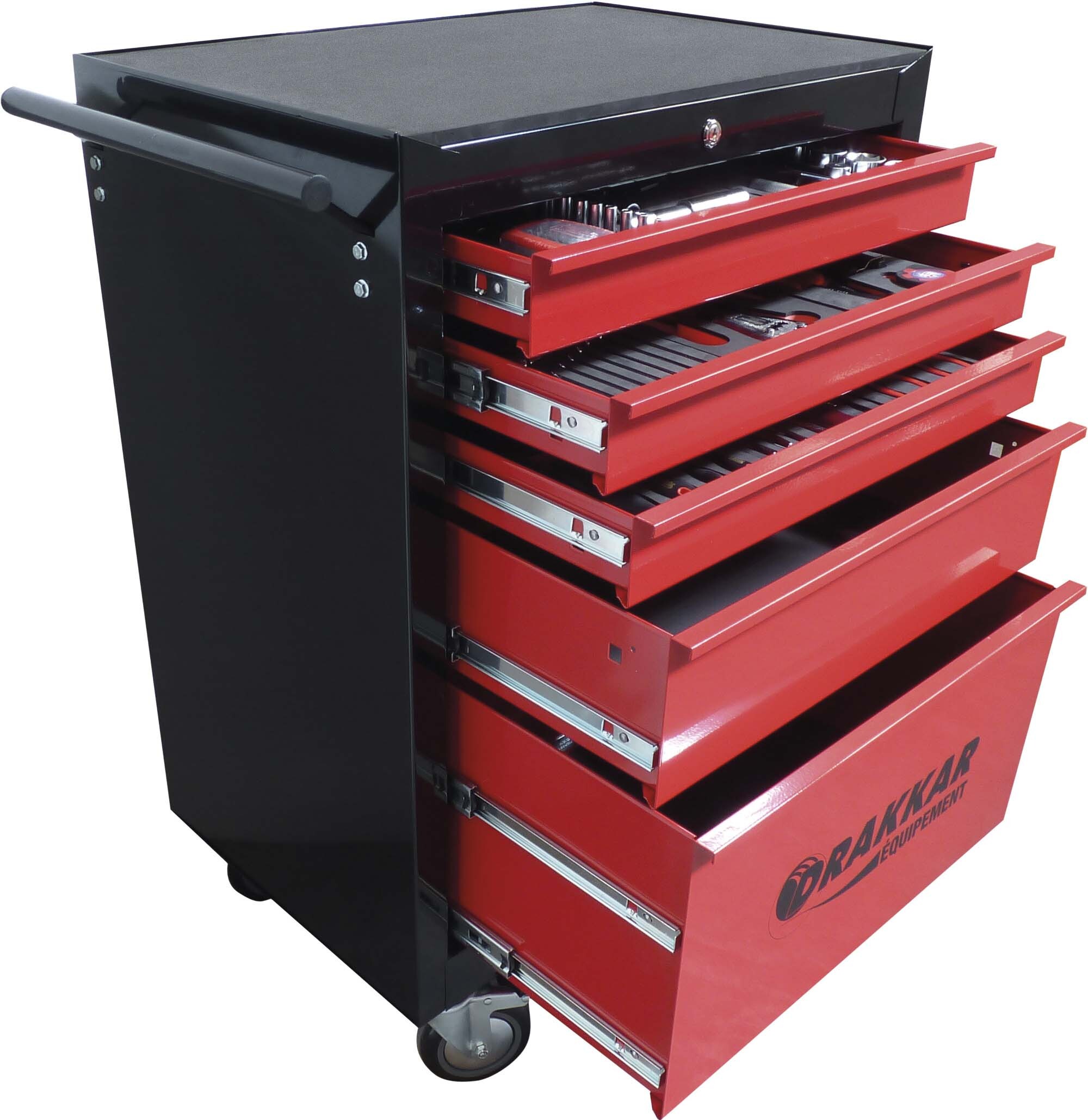 Servante vide 5 tiroirs rouge / noir DRAKKAR EQUIPEMENT - 09227
