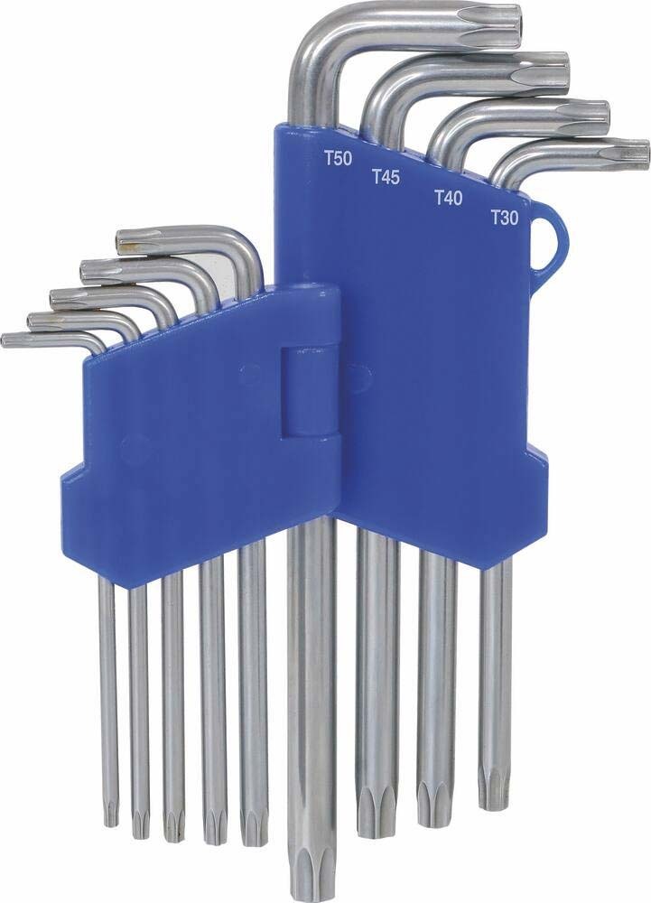 Jeu de clés mâles coudées Torx® longues alésées de TT10 à TT50 - étui pivotant de 9 pcs DRAKKAR TOOLS - 10654