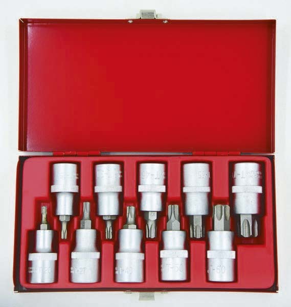 Coffret 10 embouts et douilles torx. 1/2' t20 à t70 DRAKKAR TOOLS - 10774
