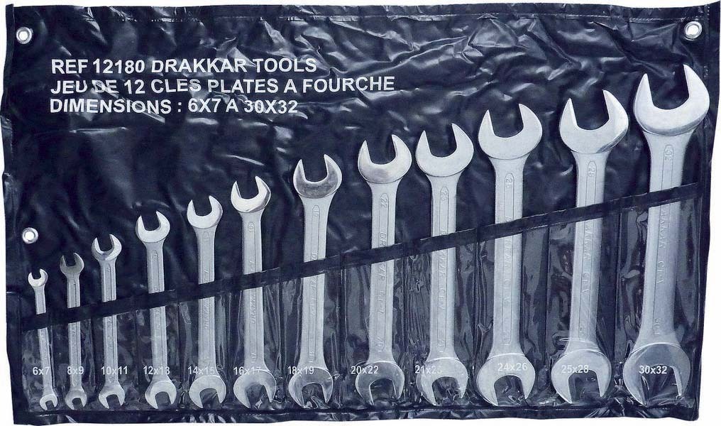 Jeu 12 cles double fourche dt vrac DRAKKAR TOOLS - 12180