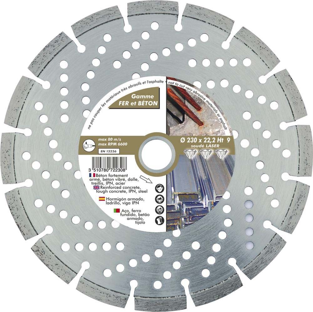 Disque diamant pour meuleuse à disque 230x22mm béton armé - 14169