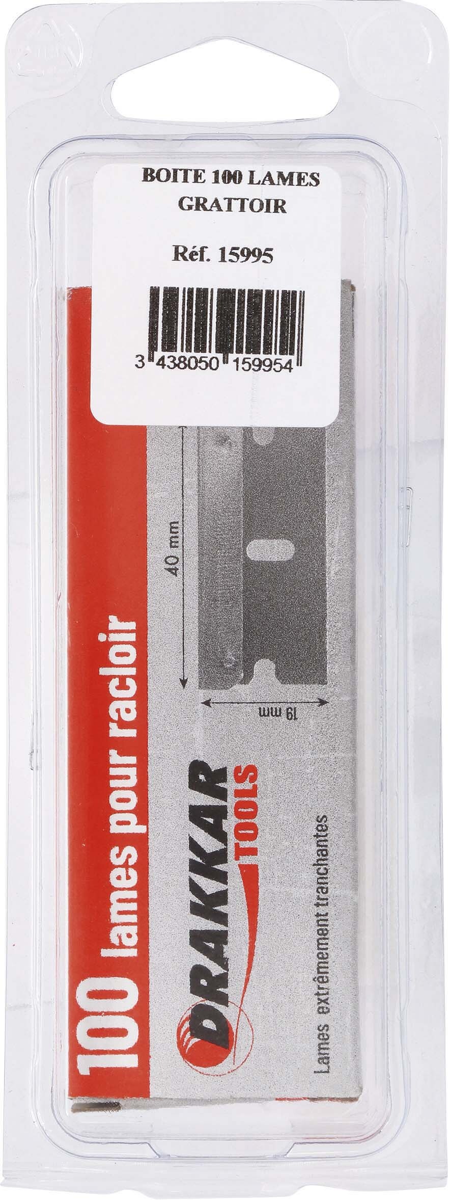 Boite 100 lames grattoir sur carte DRAKKAR TOOLS - 15995